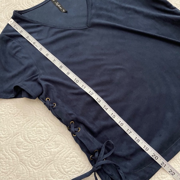 INFLUENCE Faux Suede Top Lace Up Sides Navy Blue Size 8 - Picture 9 of 15